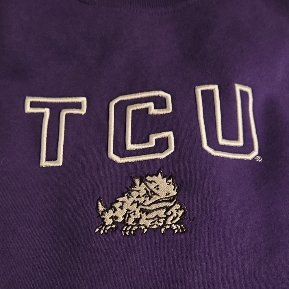 Champion Purple TCU Texas Christian University Horned Frogs Crewneck Sw… - Picture 3 of 6